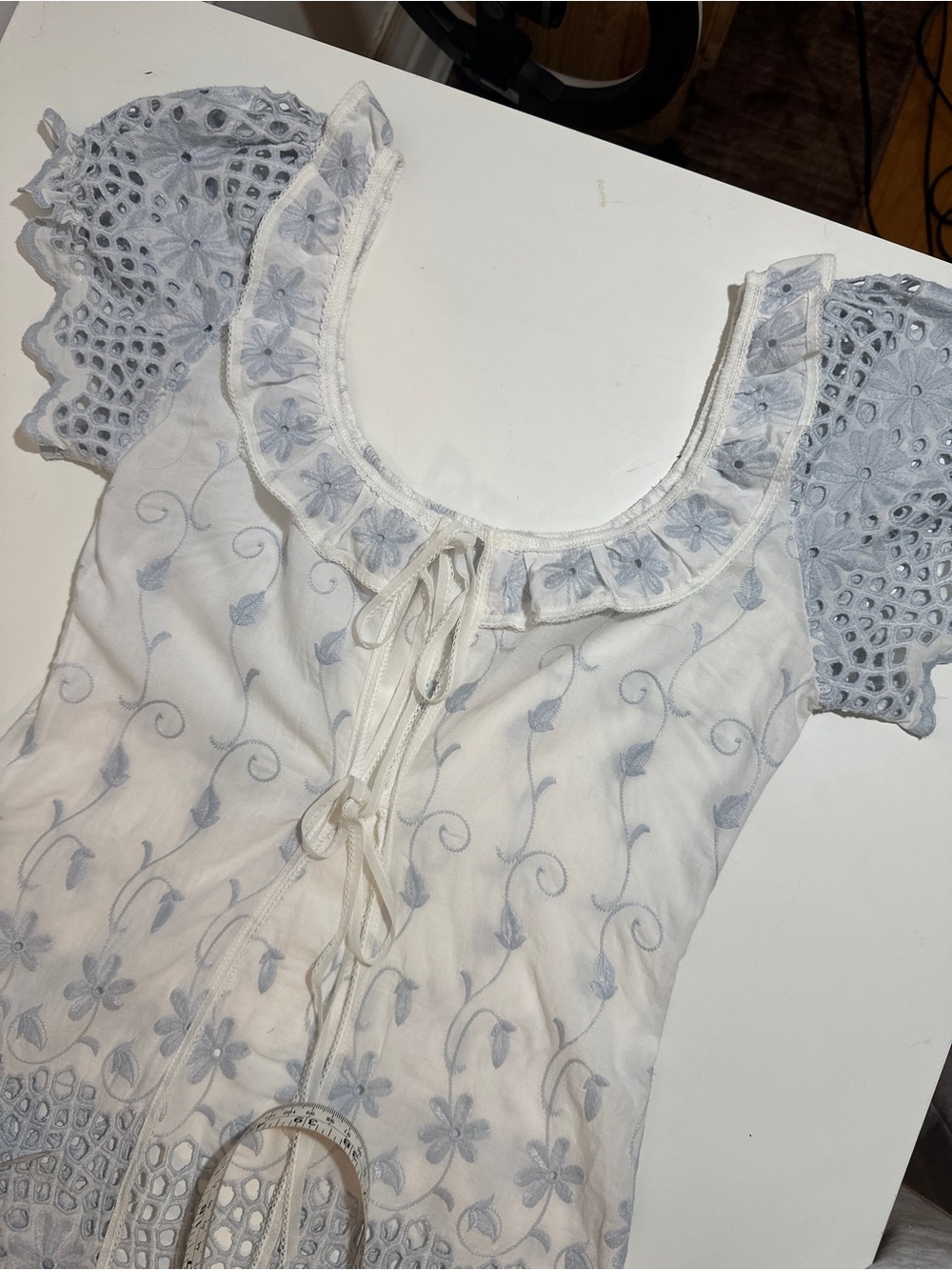 Embroidered‎ Tie-Front Top - Picture 6 of 10